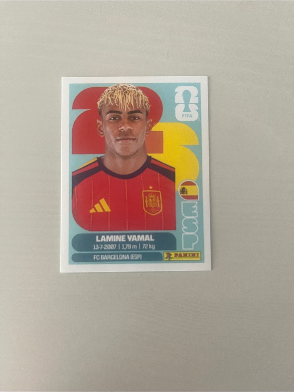 Lamine Yamal Panini Sticker - Red and Yellow Spain Kit